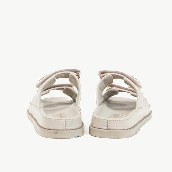 Chanel Light-Grey Lambskin Quilted CC Chain Velcro Dad Sandals - Picture 4 of 13